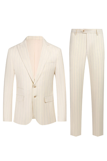 Branco 3 Peça Pinstriped Men Prom Suits